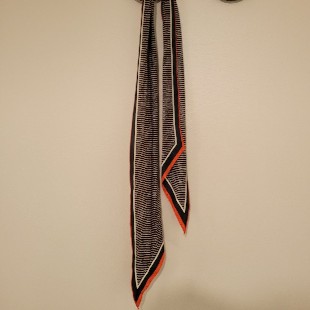 Narrow Scarf Orange and Black Brown Design